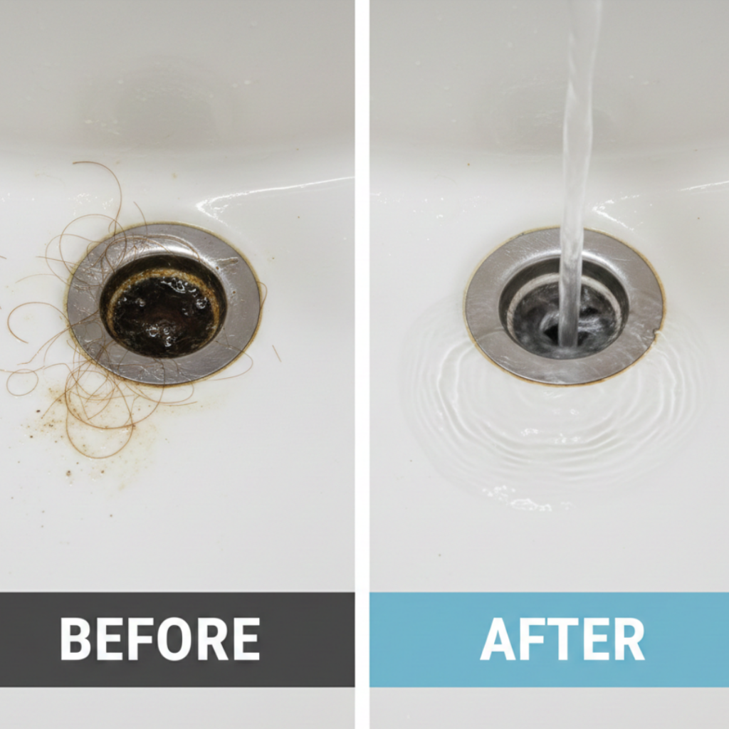 Before And After Drain Cleaning Results